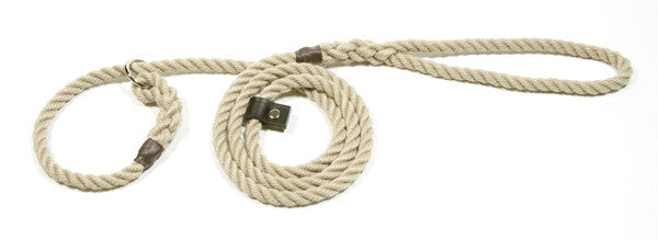 Gundog Rope Slip Lead with Leather Stopper