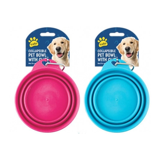 Kingdom collapsible pet bowls with clips 15cm- Available in 2 colours