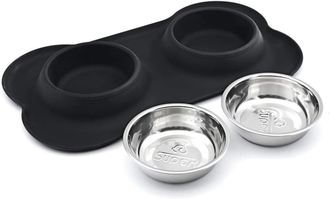 Super Design Double Bowl & Silicone Mat- Available in 3 colours