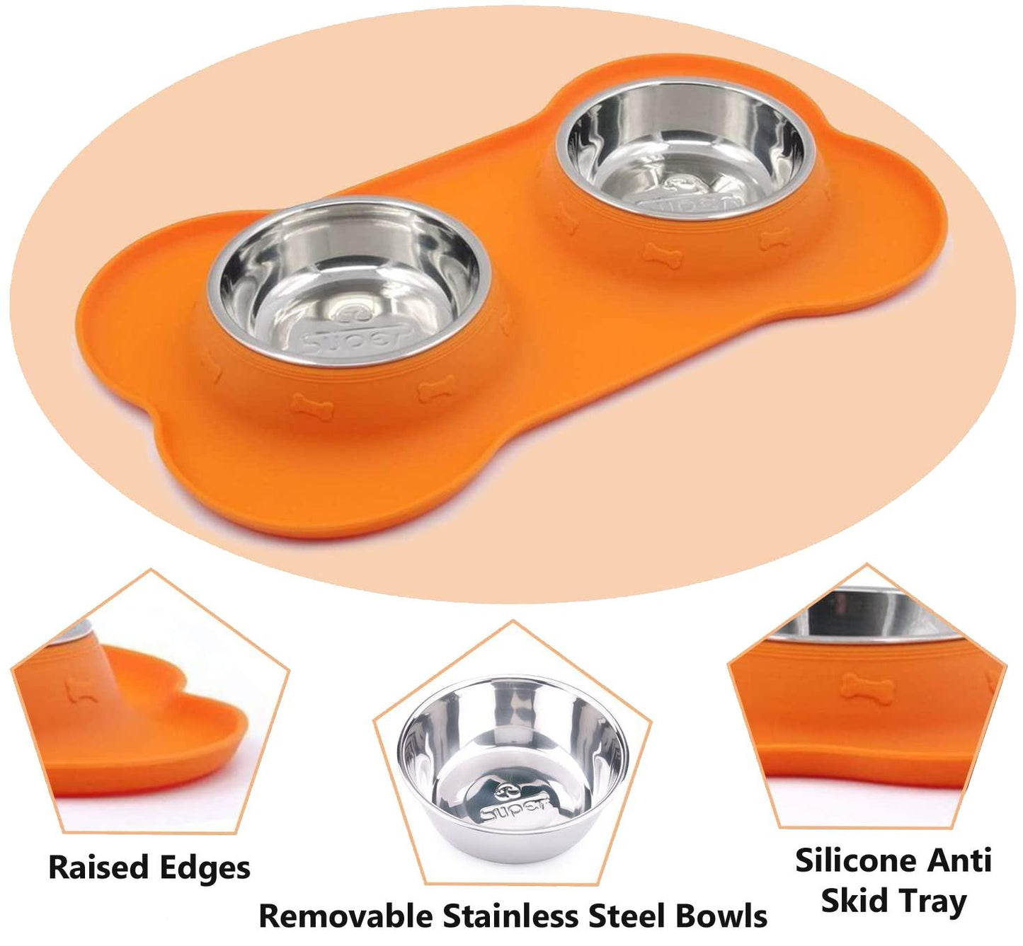 Super Design Double Bowl & Silicone Mat- Available in 3 colours