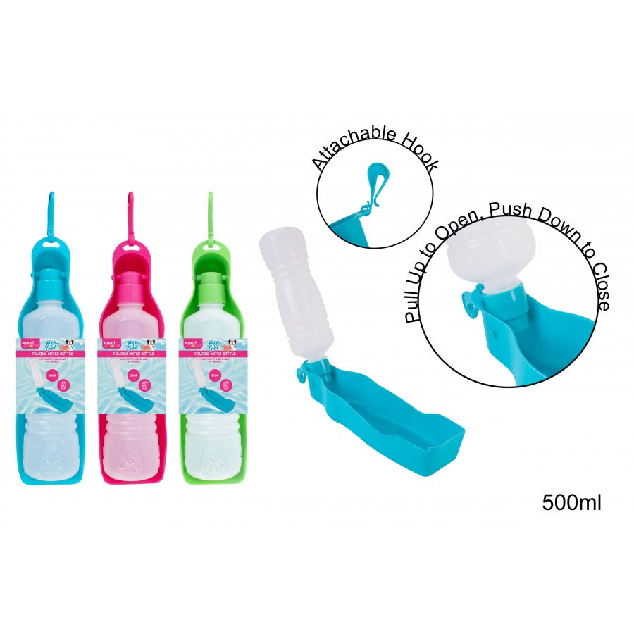 Smart choice folding pet water bottle 500ml assorted colours