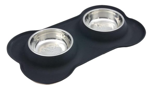 Super Design Double Bowl & Silicone Mat- Available in 3 colours